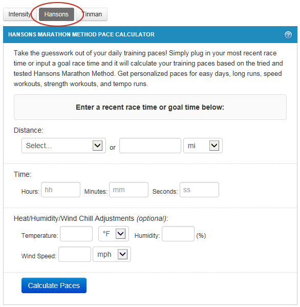 Feature Update: The New Hansons Running Calculator