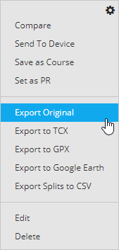 garmin connect export tcx