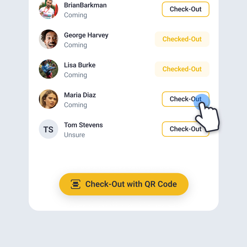 Check-out attendees manually
