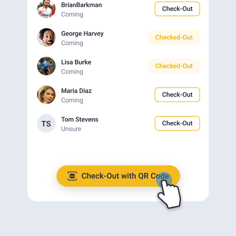 Check-out attendees easily using a QR code scan