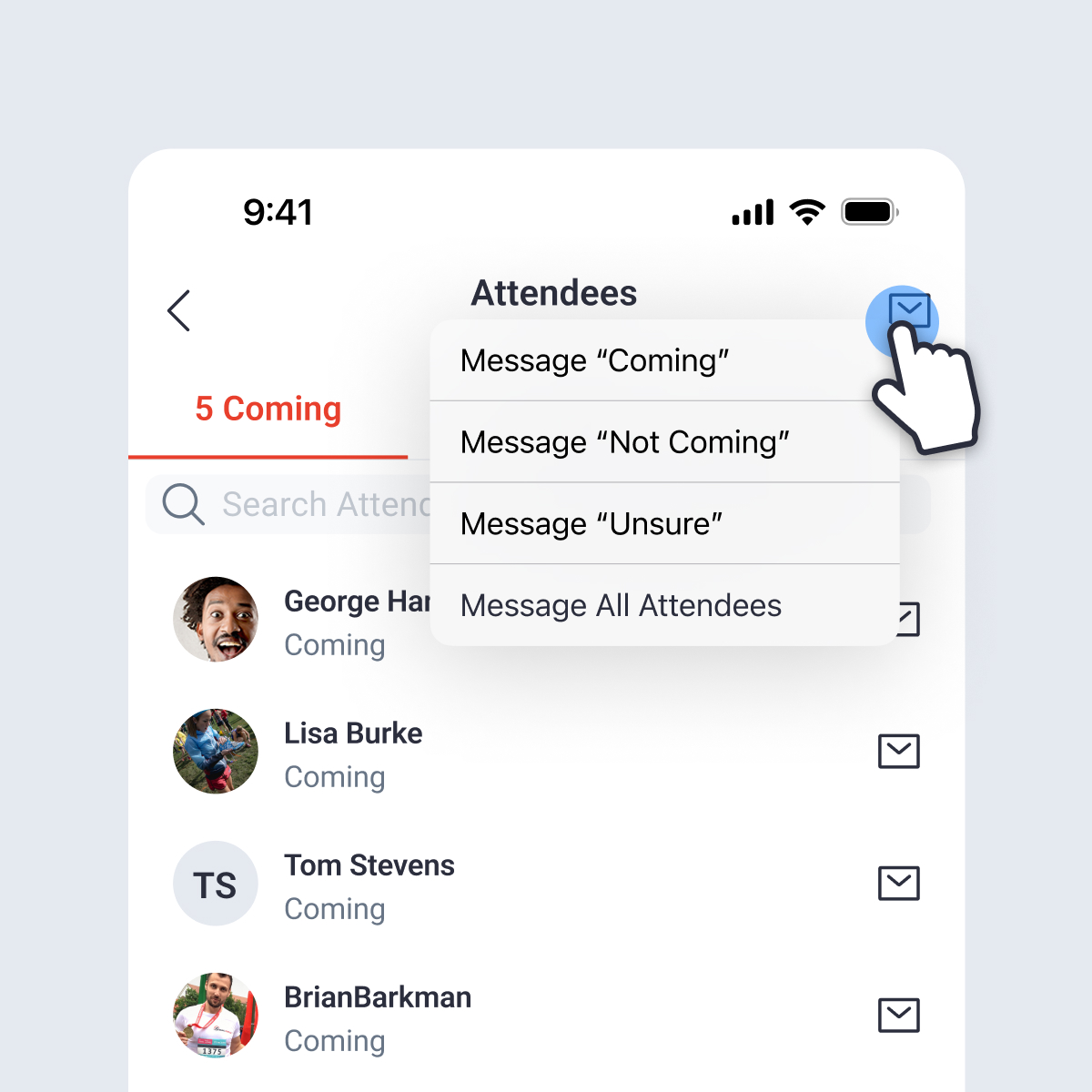 Send messages to event attendees based on their RSVP status