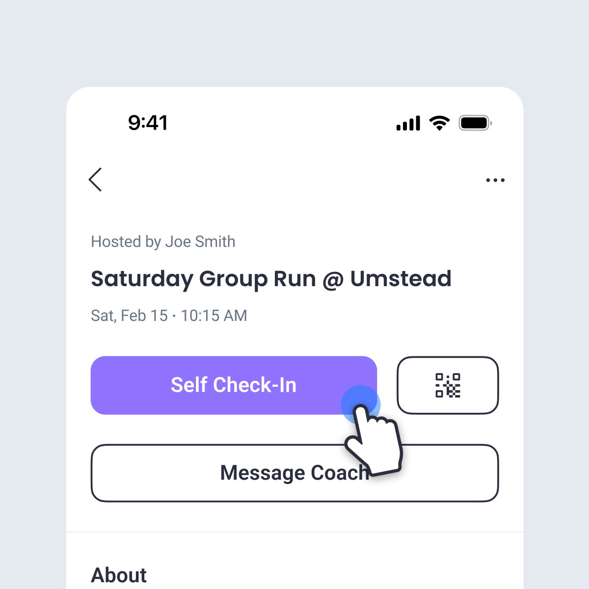 Athlete self check-in using event location for seamless entry