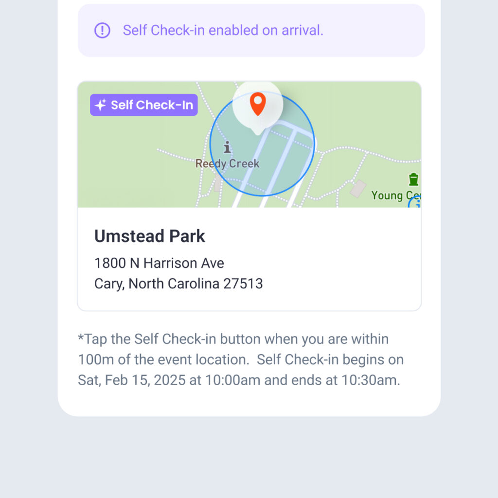 Preview self check-in location details