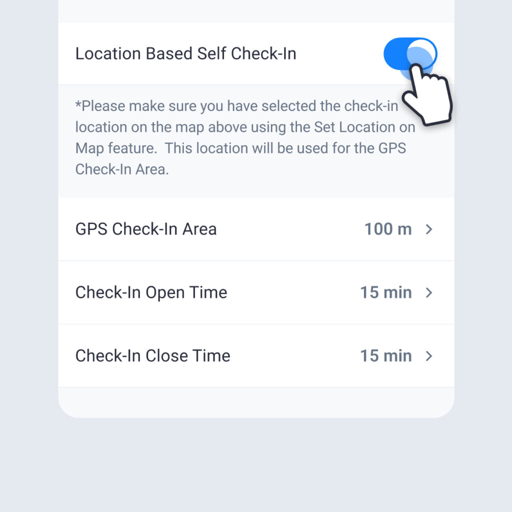 Enable location based self check-in 