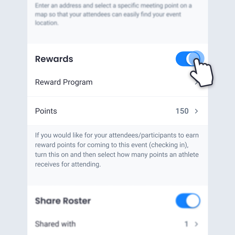 Reward program for event attendance – Earn points for joining and participating