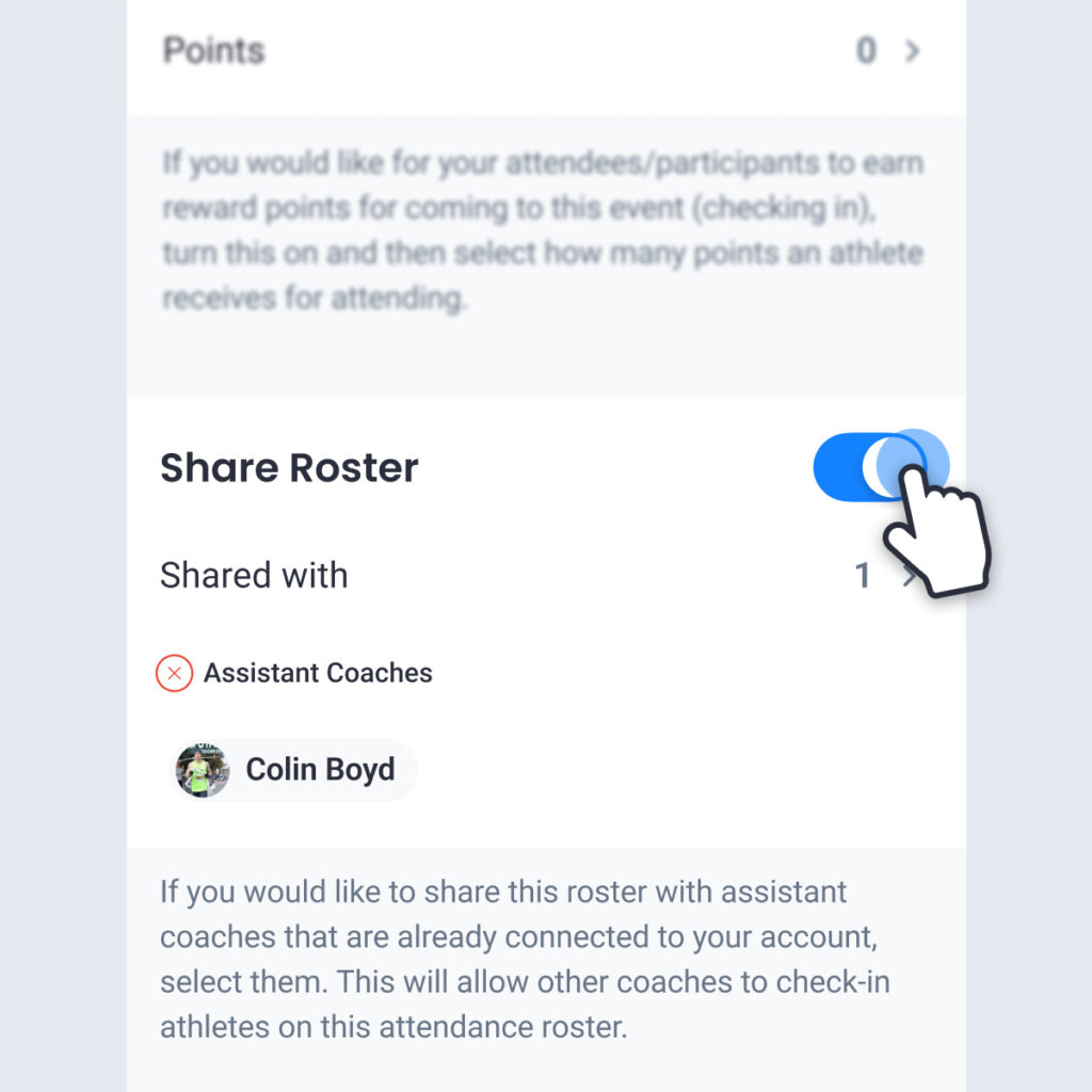 Easily share team roster with your assistant coach for seamless collaboration